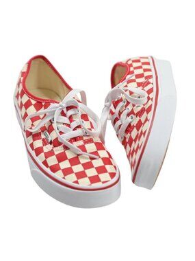 Vans Authentic Checkerboard Shoe in Racing Red White